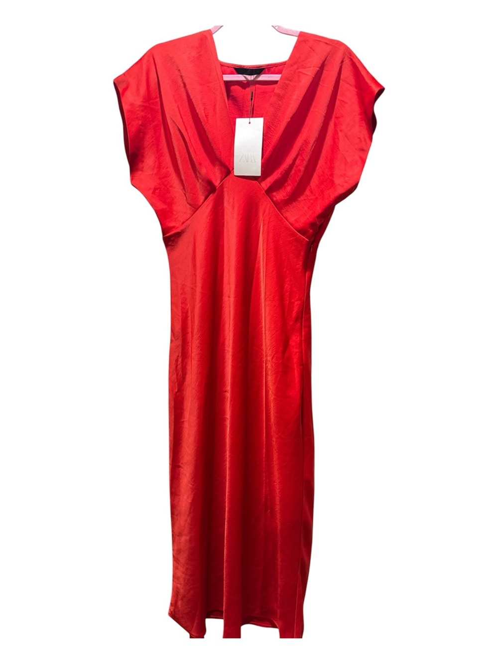 Zara Satin Red Dress NWT - Picture 10 of 11